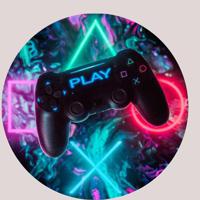 Muursticker - PLAY / Joystick / Rond - thumbnail