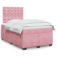 vidaXL Boxspring met matras fluweel roze 120x190 cm, boxspring, ledikant, bedframe, bed, boxspring bed, bedbodem, seniorenbed, senioren bed