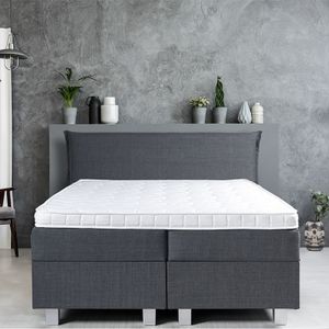 2-Persoons Boxspring Met Opbergruimte - Plane - Antraciet 180x200 cm - Pocketvering - Inclusief Topper - Dekbed-Discounter.nl