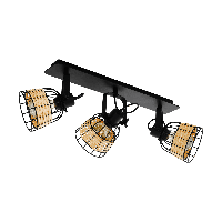 Eglo 3-lichts plafondlamp Anwick 1 met rotan 43326