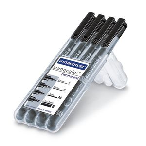 Staedtler Lumocolor permanent S F M B DRY SAFE 31-9WP4GS Permanent marker Zwart Watervast: Ja