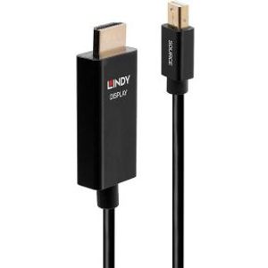 Lindy 40923 video kabel adapter 3 m Mini DisplayPort HDMI Type A (Standaard) Zwart