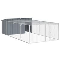 vidaXL Hondenhok met ren 197x396x110 cm gegalvaniseerd staal antraciet, hondenkennel, hondenverblijf, huisdierenhok, hondenbench, dierenverblijf