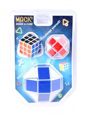 Johntoy puzzel Magische kubus en slang 3 delig blauw Johntoy puzzel Magische kubus en slang 3 delig blauw