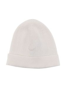 Moncler Enfant logo-patch ribbed-knit beanie - Blanc