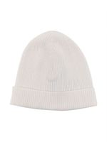 Moncler Enfant logo-patch ribbed-knit beanie - Blanc - thumbnail