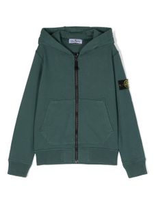 Stone Island Junior hoodie en coton à fermeture zippée - Vert