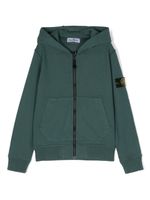 Stone Island Junior hoodie en coton à fermeture zippée - Vert