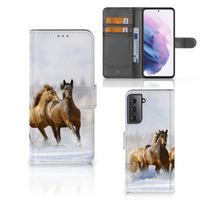 Samsung Galaxy S21 Plus Telefoonhoesje met Pasjes Paarden - thumbnail