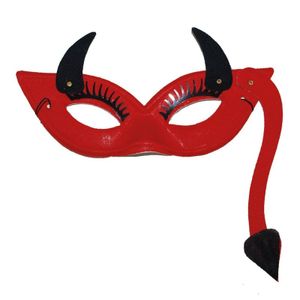 Duivelin masker met hoorns en staart