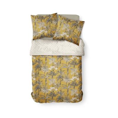 Tweepersoons Bed Set 220x240 Katoen Bedrukt Geel Floral Sunshine