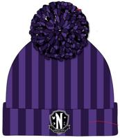 Wednesday Pom-Pom Beanie Nevermore Logo