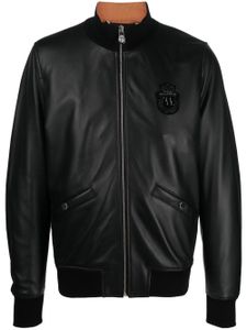 Billionaire veste bomber en cuir à fermeture zippée - Noir