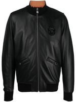 Billionaire veste bomber en cuir à fermeture zippée - Noir - thumbnail