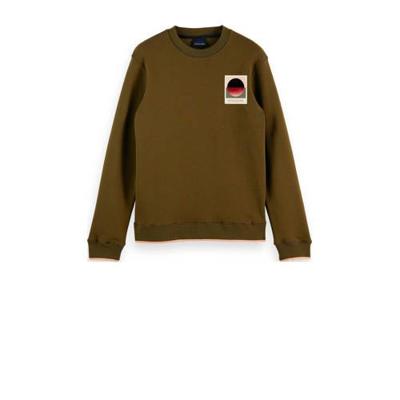 Scotch & Soda sweater met printopdruk olijfgroen