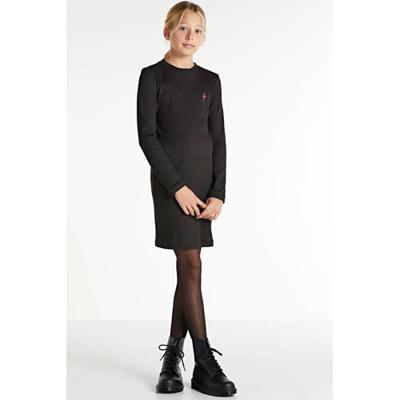 Zigga ribgebreide jurk met borduursels zwart