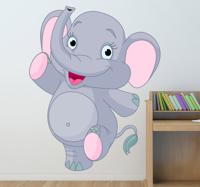 Muursticker Vrolijke Olifant - thumbnail