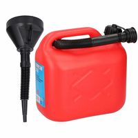 Jerrycan rood voor brandstof van 5 liter met een handige grote trechter