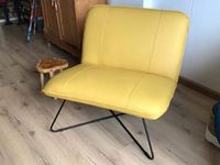 Leren fauteuil zonder armleuning met kruisframe - geel leer - Echt leer, Industrieel, ontdek de vele Leersoorten en Kleuren bij ShopX - thumbnail