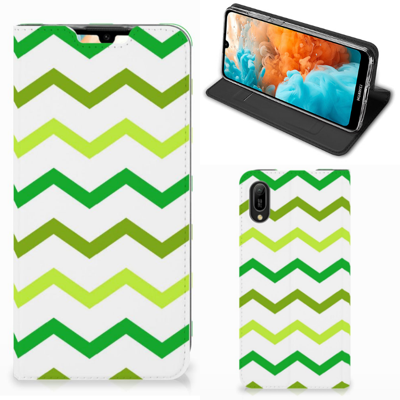 Huawei Y6 2019 Hoesje met Magneet Zigzag Groen