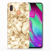 Samsung Galaxy A40 TPU Siliconen Hoesje Marmer Goud