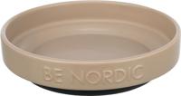 TRIXIE Platte kattenbak keramiek BE NORDIC 300 ml taupe - moderne voerbak voor kleine katten ø 16 cm keramische bak met antislip rubberen coating - 24525