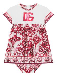 Dolce & Gabbana Kids robe en coton à imprimé Majolica - Rouge