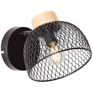 Brilliant Wandlamp Thuy zwart met hout 99742/76