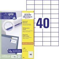 AVERY Zweckform 3651 Universele etiketten (4.000 zelfklevende etiketten, 52,5 x 29,7 mm op A4, mat papier, individueel bedrukbaar, zelfklevende stickers met ultragrip), 100 vellen, wit