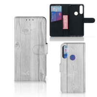 Alcatel 1S 2020 Book Style Case White Wood