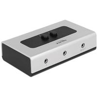 DeLock Qnap 2-Poorts Switch Stereo Jack, 3,5 mm, Zilver/Zwart