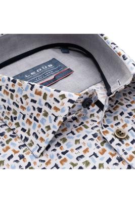 Ledȗb Modern Fit Overhemd wit, Motief