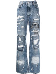 Dolce & Gabbana jean droit à effet usé - Bleu