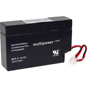 multipower PB-12-0,8-JST Loodaccu 12 V 0.8 Ah Loodvlies (AGM) (b x h x d) 96 x 62 x 25 mm JST connector Onderhoudsvrij, Geringe zelfontlading