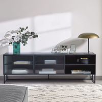 Kave Home TV-meubel Trixie Zwart metaal met glas, 180cm