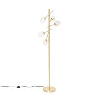QAZQA - Klassiek | Antiek Klassieke vloerlamp goud met glas 5-lichts - Elien | Woonkamer | Slaapkamer | Keuken - Staal Langwerpig - G9 Geschikt voor LED - Max. 5 x 28 Watt