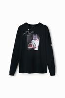 Oversized T-shirt met astronautenkat - BLACK - S