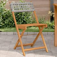 Bistrostoelen 2 st massief acaciahout en poly rattan grijs - thumbnail