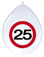Folat - 25 Jaar Verkeersbord Ballonnen - 8 stuks