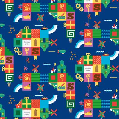 Geschenkpapier Intocht Sint Silver 30 centimeter x 200 meter