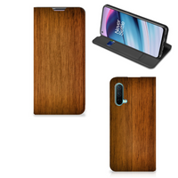 OnePlus Nord CE 5G Book Wallet Case Donker Hout - thumbnail