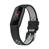 Fitbit Luxe - Siliconen sportbandje - Maat: Large - Zwart + grijs - thumbnail