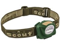 SCOUT LED hoofdlamp, 7 krachtige LED's, 3 instellingen met één druk op de knop: 2, 4 witte of 3 rode LED-lichtkegels