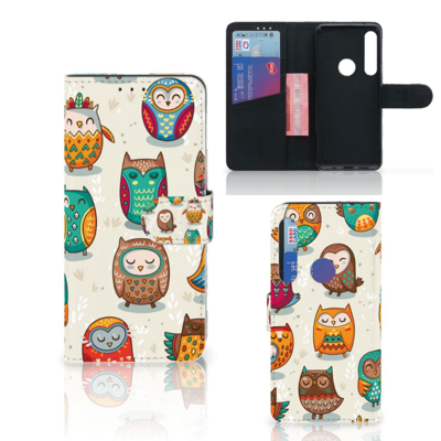 Motorola One Action Telefoonhoesje met Pasjes Vrolijke Uilen Motorola One Action Telefoonhoesje met Pasjes Vrolijke Uilen