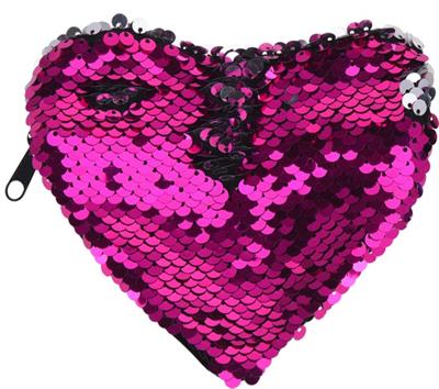 Free and Easy pailletten portemonnee hart roze/zilver Free and Easy pailletten portemonnee hart roze/zilver