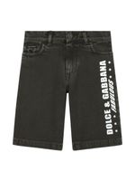 Dolce & Gabbana Kids logo-print cotton denim shorts - Noir - thumbnail