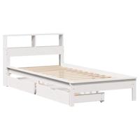 vidaXL Bed met boekenkast zonder matras grenenhout wit 90x190 cm, bed, slaapkamermeubel, bed met opbergruimte, eenpersoonsbed, houten bed, bedbodem