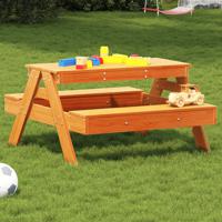 Picknicktafel voor kinderen 88x97x52 cm grenenhout wasbruin - thumbnail