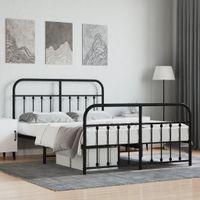 Bedframe met hoofd- en voeteneinde metaal zwart 135x190 cm