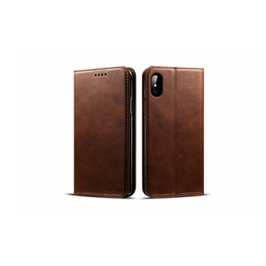 iPhone X/ XS Hoesje - 100% Leer - Donker Bruin